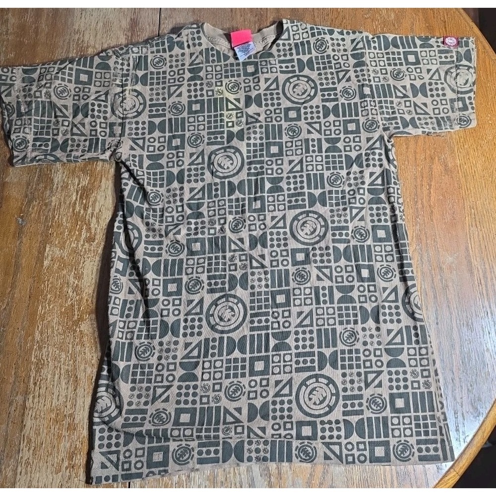 Y2K Element Skateboards Shirt Mens Size Small Brown AOP Sleeve Logo